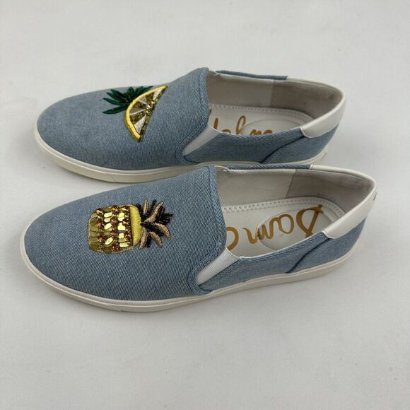 Sam Edelman Evelina Pineapple Sequin Slip On Sneaker Embellished Blue Size 10 M - Picture 5 of 8